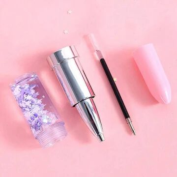 (24 Pcs) Lipstick Shape Ink Blue Pen With Glitter