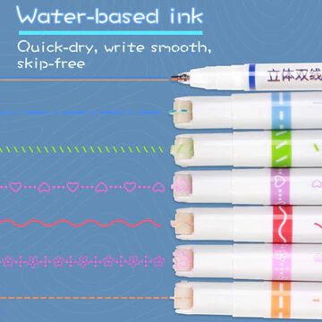 Curve Highlighter Pen Set-Dual Tip Pens with 6 Different Curve Shapes Fine Tips,Colorful Curve Highlighters Six Cute Pattern