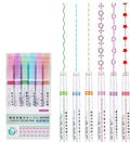 Curve Highlighter Pen Set-Dual Tip Pens with 6 Different Curve Shapes Fine Tips,Colorful Curve Highlighters Six Cute Pattern