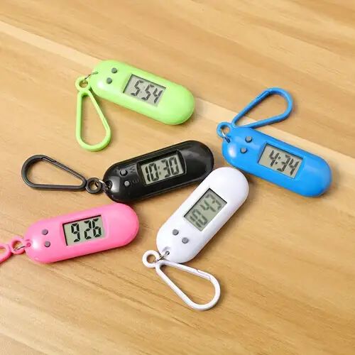 Digital Watch Keychain for Students - Mini Portable Backpack Clock with Lanyard