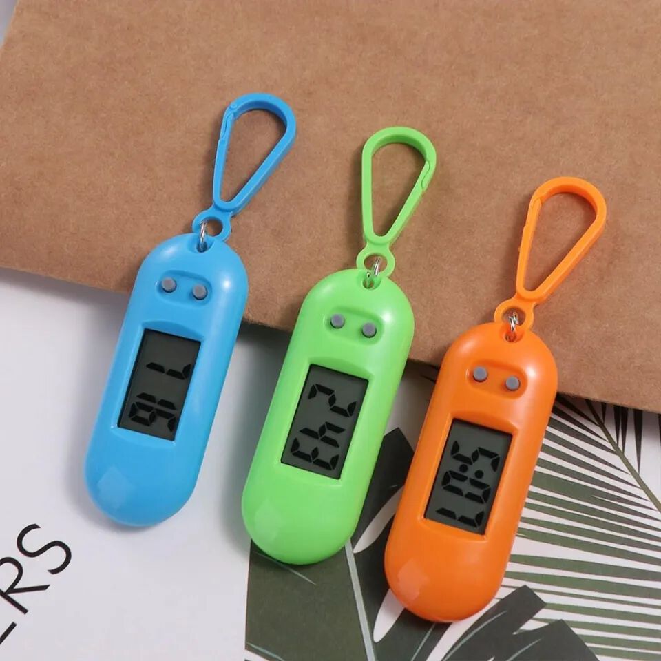 Digital Watch Keychain for Students - Mini Portable Backpack Clock with Lanyard