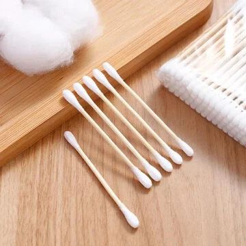Cotton Buds for Ear Cleaner, Bamboo Wooden Sticks Ear Cleaner Cotton Swabs 100 Pcs