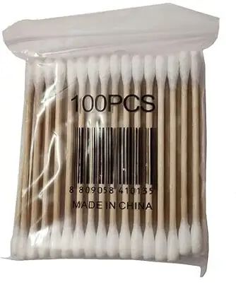 Cotton Buds for Ear Cleaner, Bamboo Wooden Sticks Ear Cleaner Cotton Swabs 100 Pcs