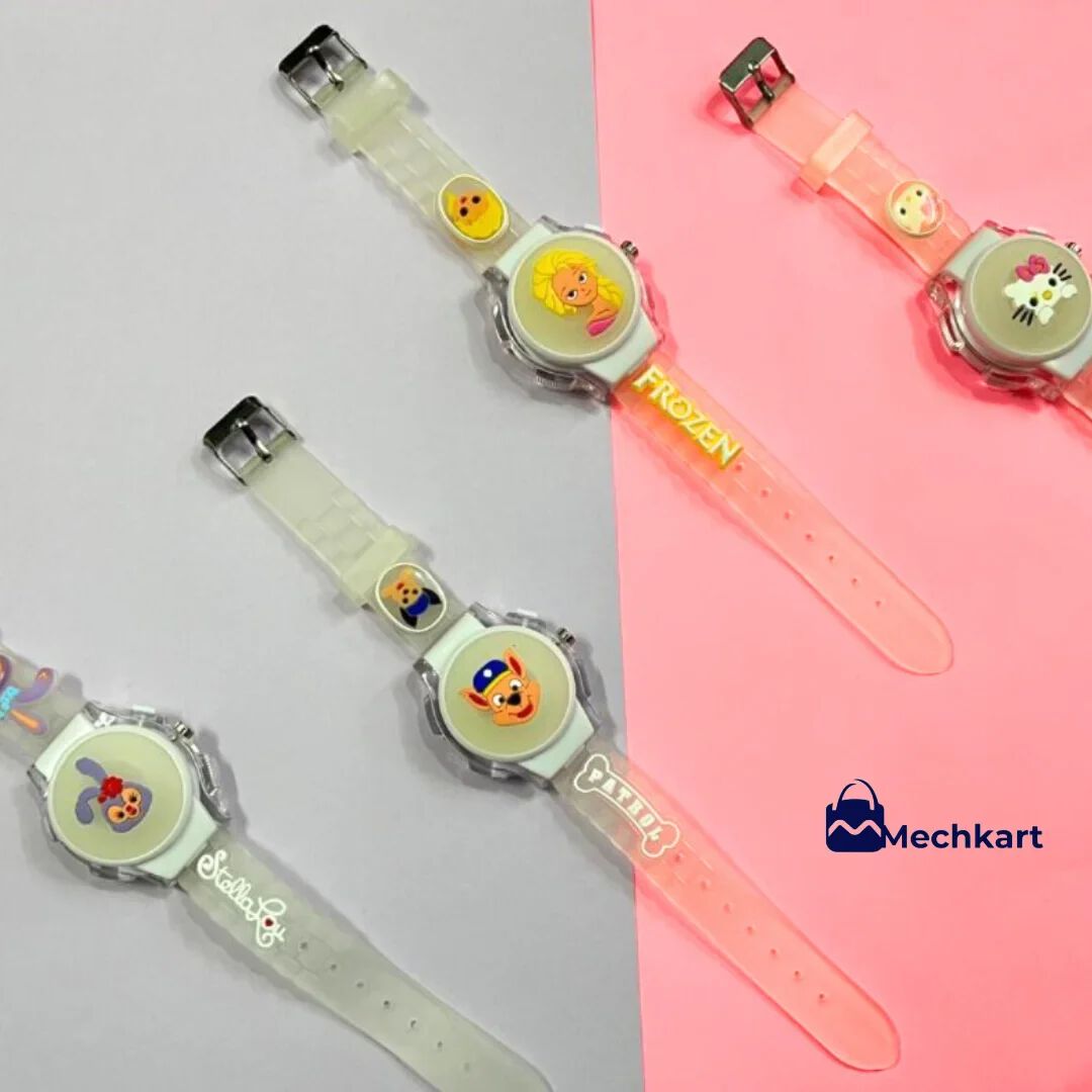 Cute Cartoon Character With Radium Strap Watch