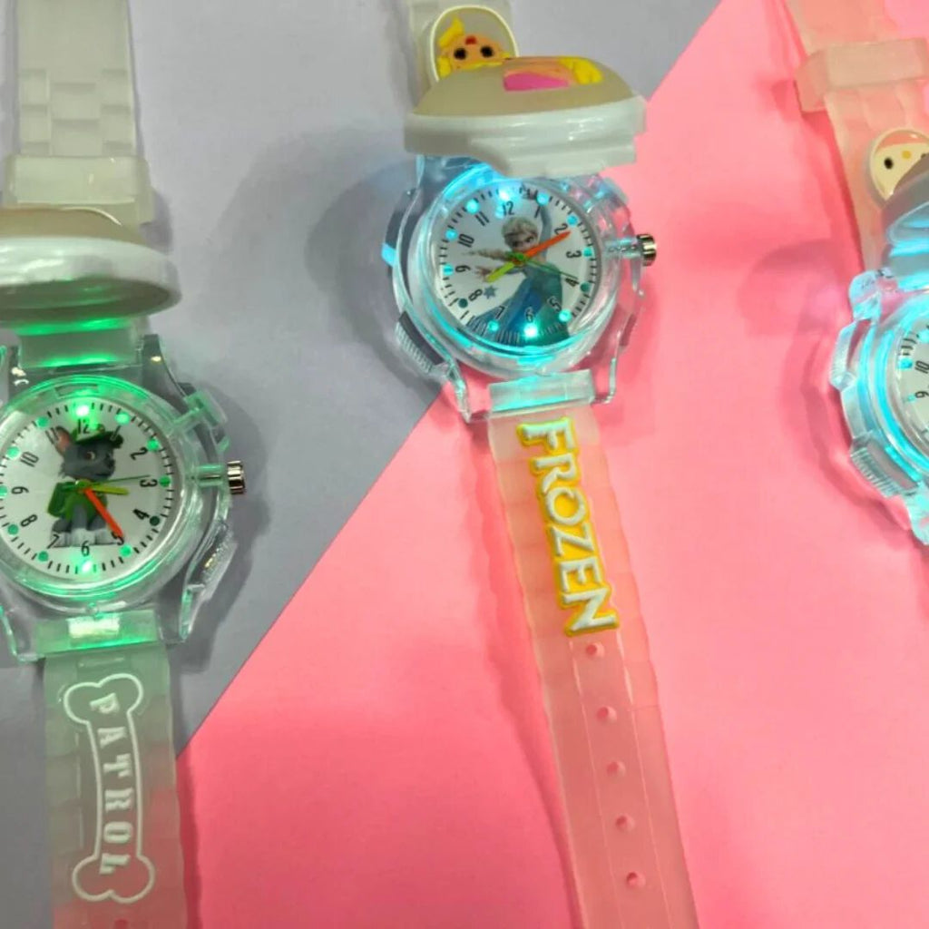 Cute Cartoon Character With Radium Strap Watch