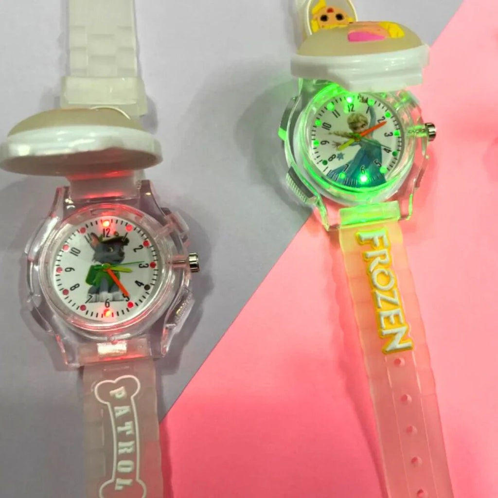 Cute Cartoon Character With Radium Strap Watch