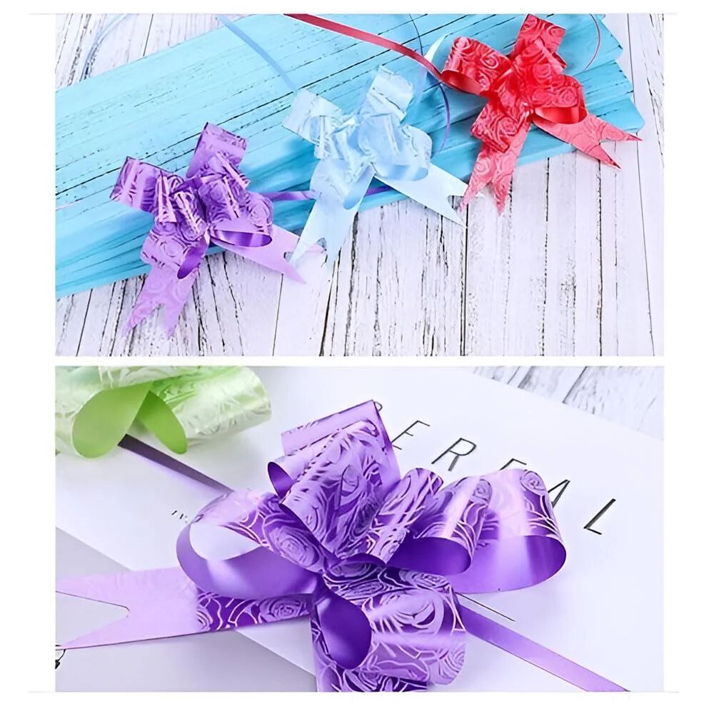Gift Wrapping Ribbon, Plastic Pull Flower for Decoration