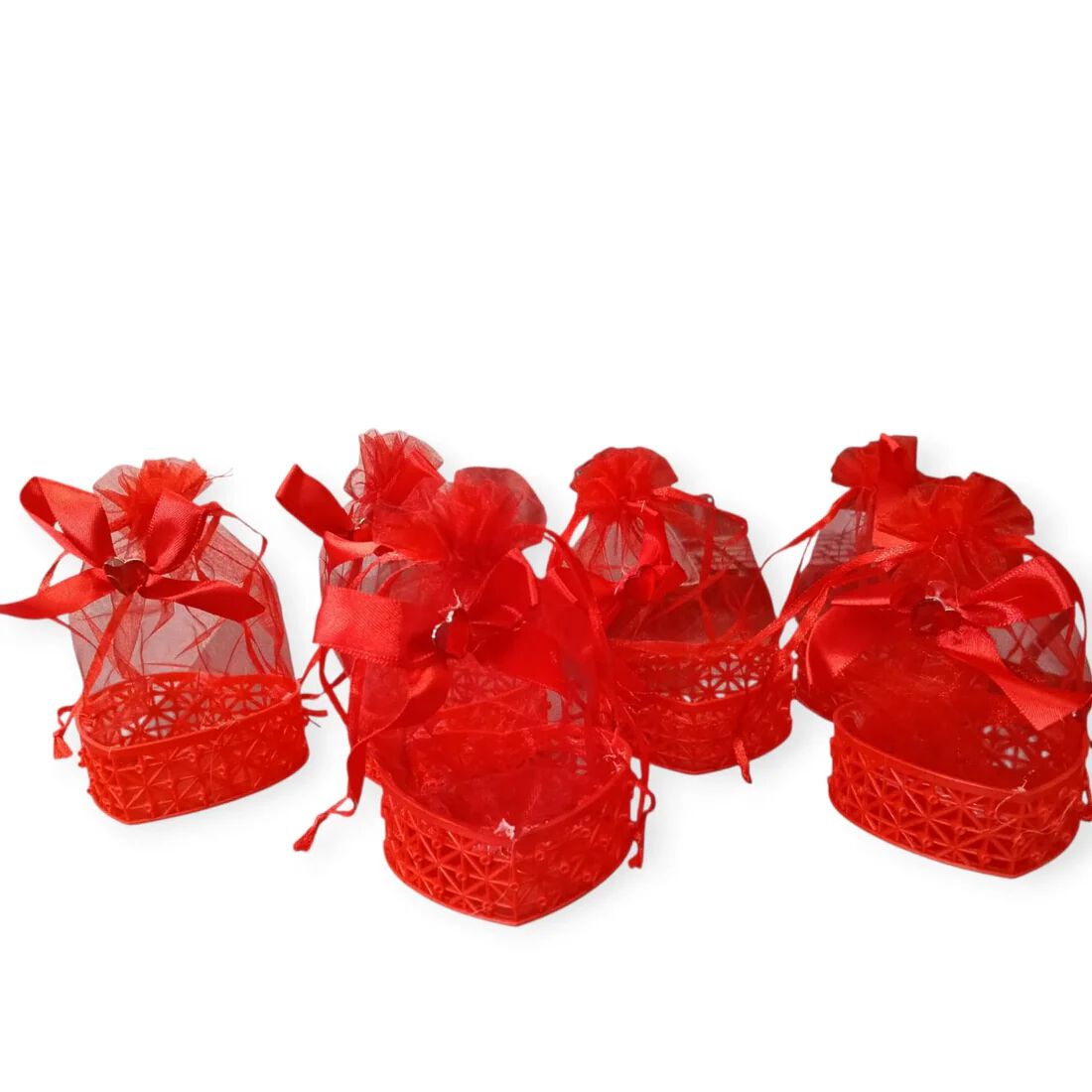 {Pack of 12} Heart shaped Shap Red Cane Gift Basket