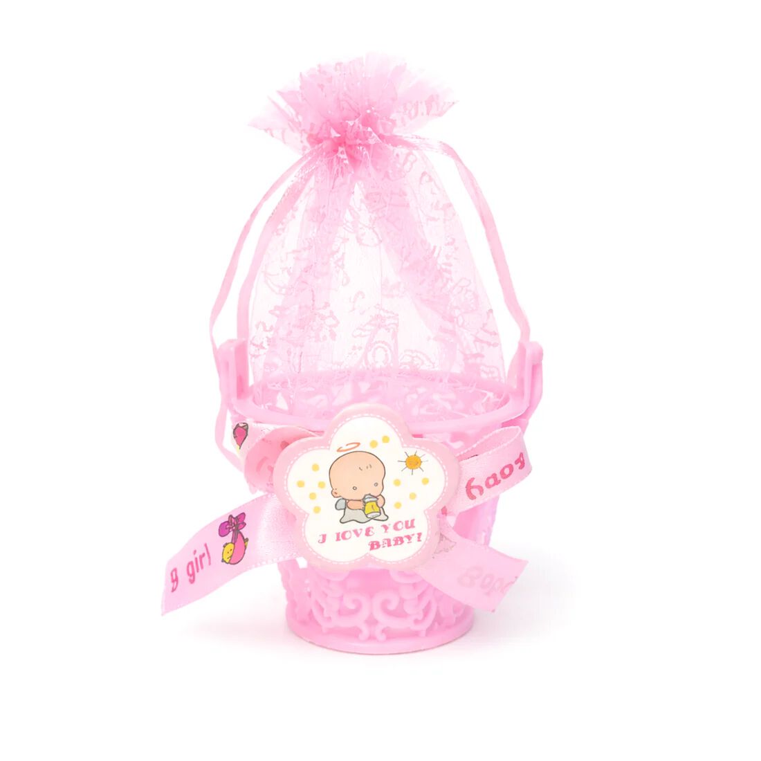 {12 Pcs} Mini Basket Baby Shower Favor Candy Bag {Pink and Blue}