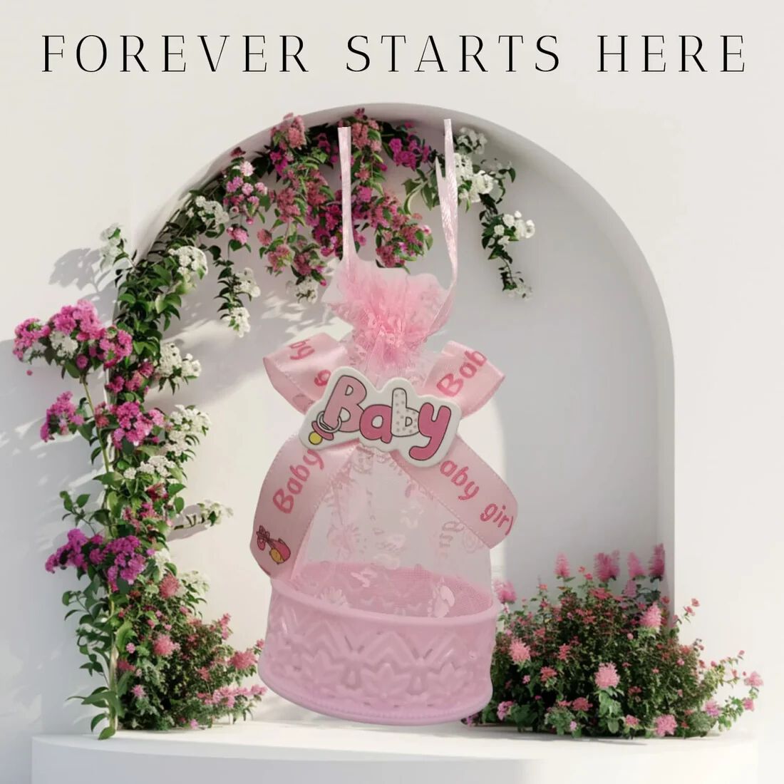 Round Shapes Baby Shower Candy Bags Candy Wedding Favors Bags Pink