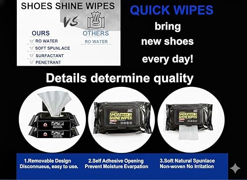 Shoe Wipes Shine & Cleaning, 30 Wipes Portable Cleaning Wipes