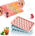 Ice Cube Trays, Round Silicone Ice Cube Tray with Lid, 33 Compartments Ice Cube