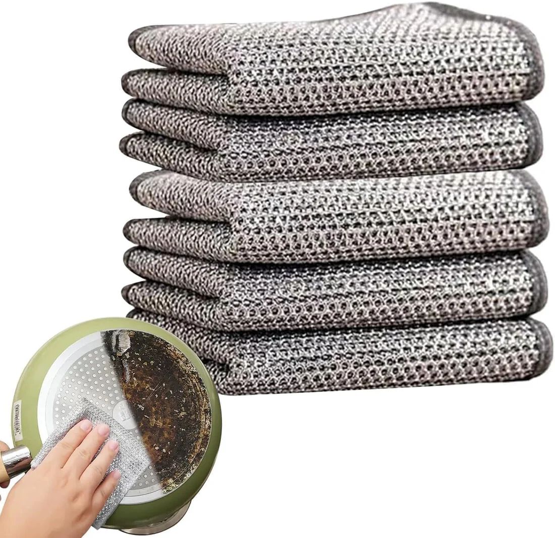 {Pack of 10} Non Scratch Dish wash Cloth Double Layer Heavy Multipurpose Wire