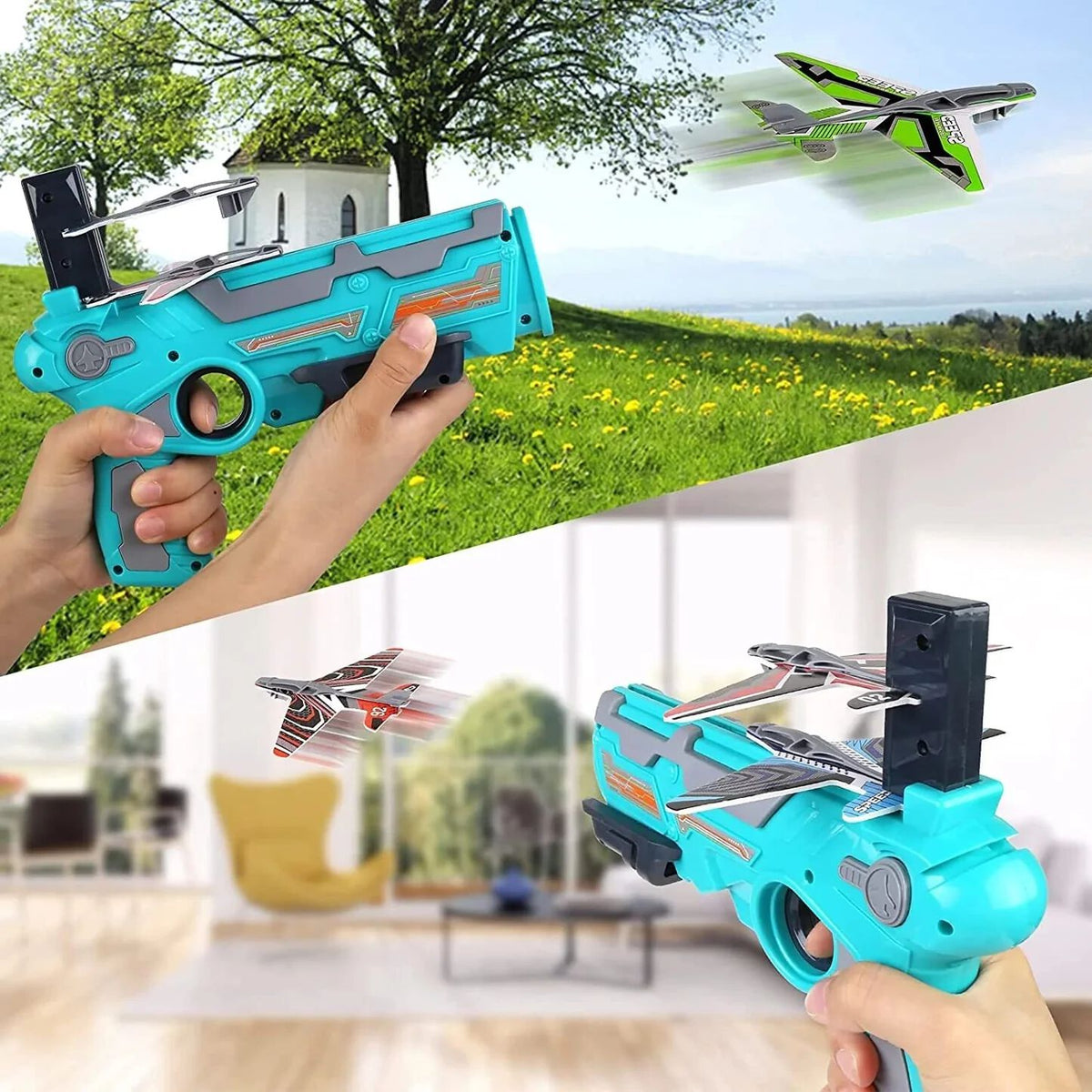Air Gun Toy with 4 Glider Aircraft Foam Bullets