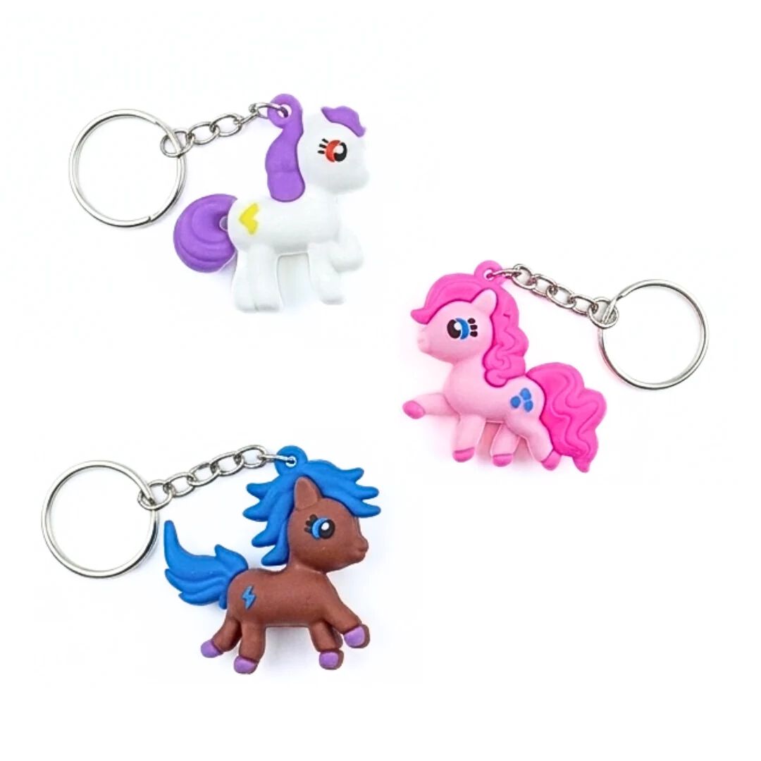 {12 Pcs} Unicorn Key Ring Silicone Toy and Charm