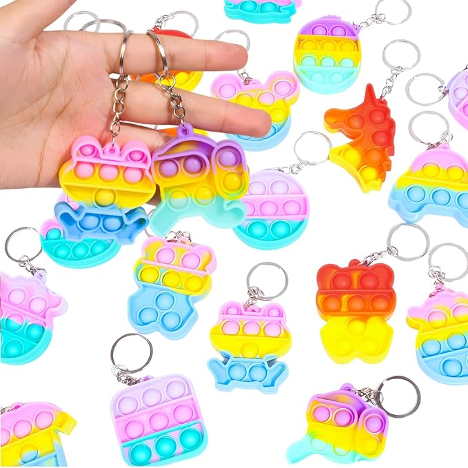 Pop It Fidget Toy Key Chain Rings