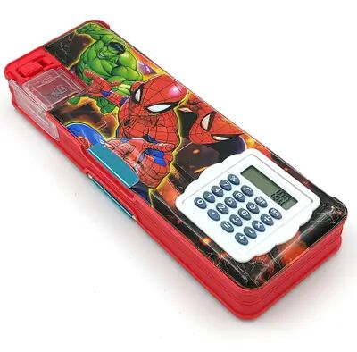 Magnetic Pencil Box with Calculator & Dual Sharpener for Boys