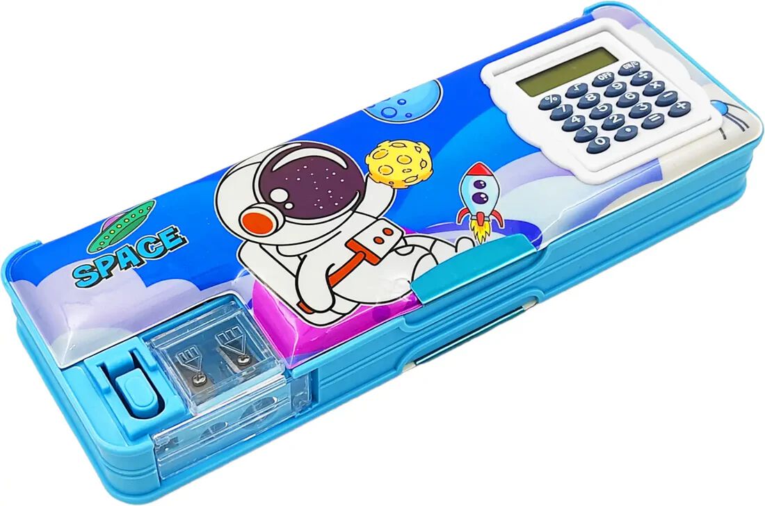 Magnetic Pencil Box with Calculator & Dual Sharpener for Boys