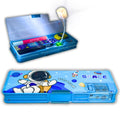Plastic Pencil Box with LED Light| Compartments and Dual Sharpener, Magnetic Lock