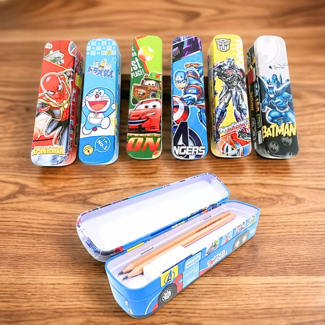 Metal Pencil Box for Girls and Boys Stylish School Bus and Train