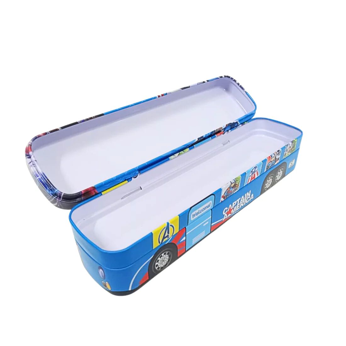 Metal Pencil Box for Girls and Boys Stylish School Bus and Train