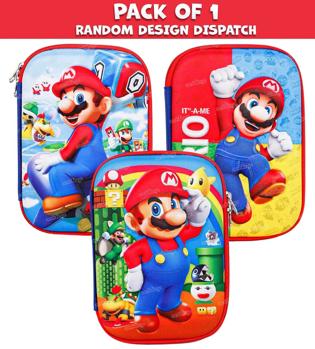Mario Cartoon Design Pencil Pouch 20 Cm × 12 Cm