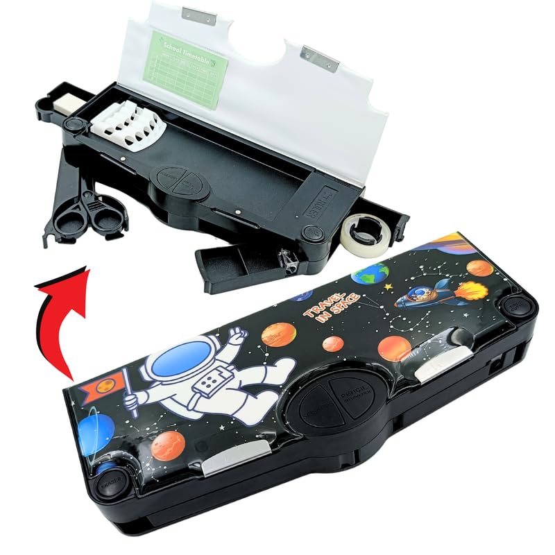 Multifunction Pencil Case, Pencil Box with 2 Compartments for Students