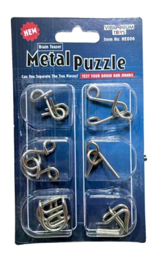 Stainless Steel 6 Metallic Intellectual Puzzles for All Age Groups