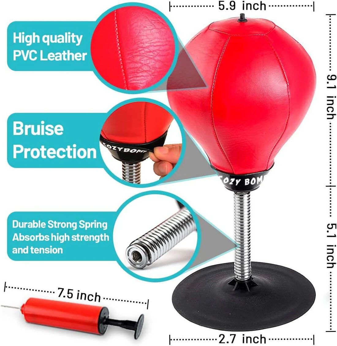 Stress Buster Desktop Punching Bag - Suctions to Your Desk, Raipoment Heavy Duty Stress Relief Ball