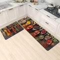 Spice Cooking Kitchen Rugs Set of 2 Anti-Fatigue 0.4 Inches Thick Spices Colorful Kitchen Floor Mats Washable Rug Comfort Standing Waterproof Non Slip Mat for Kitchen Sink (17.3" x 28" + 17.3" x 47")