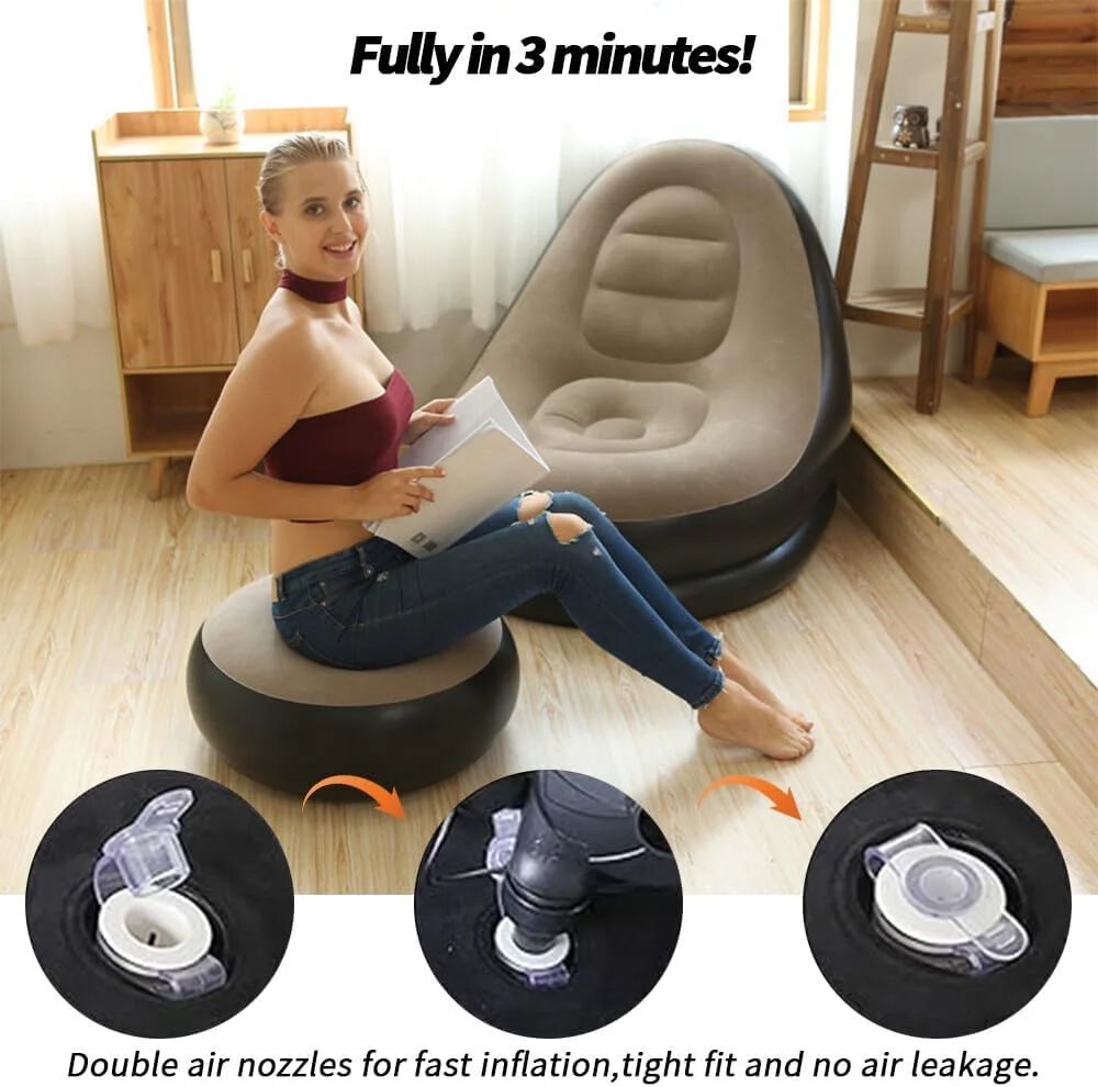 Inflatable Lounge Chair for Adults, Foldable Air Couch Sofa with Push Pump, Inflatable Lazy Sofa for Gaming Bedroom Indoor Outdoor Size=55Cm*55Cm*29CM