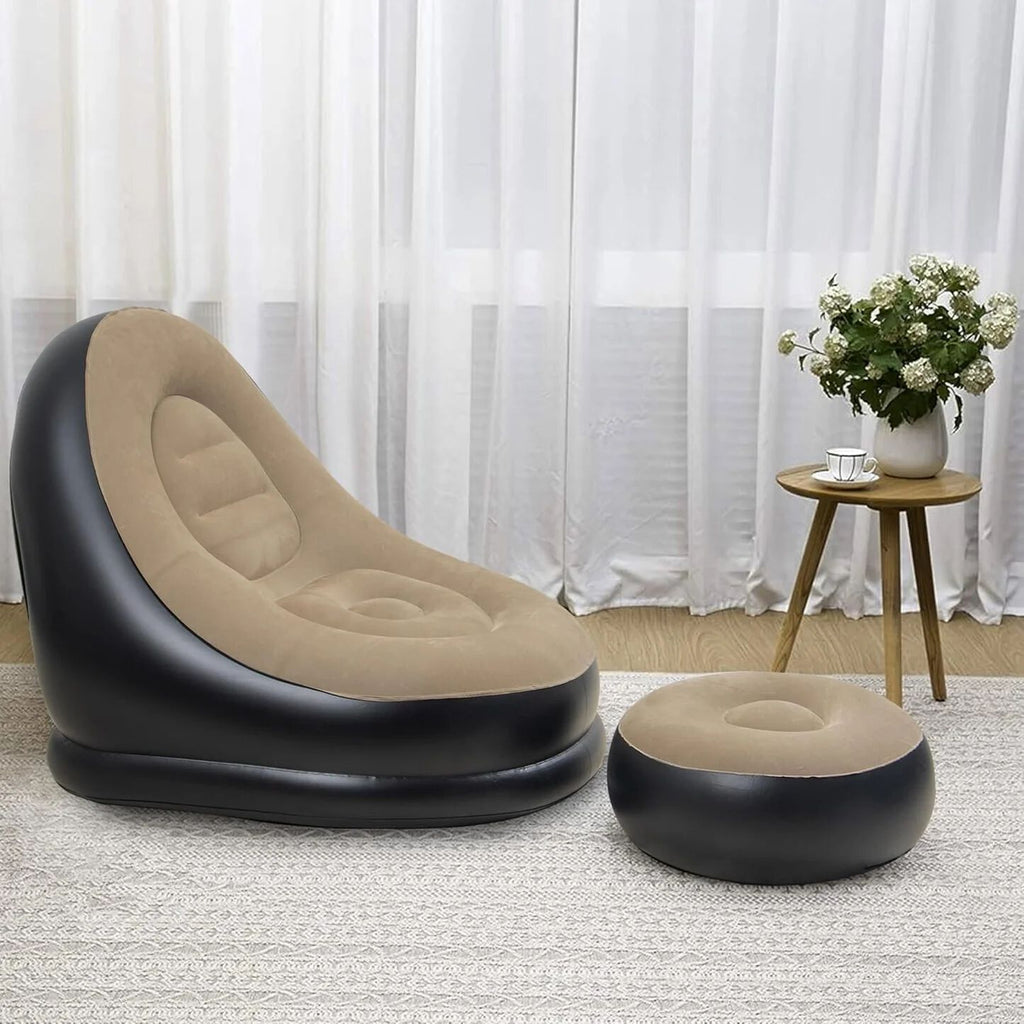 Inflatable Lounge Chair for Adults, Foldable Air Couch Sofa with Push Pump, Inflatable Lazy Sofa for Gaming Bedroom Indoor Outdoor Size=55Cm*55Cm*29CM