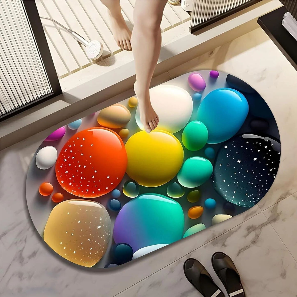Bathroom Decor, Anti-Slip, Absorbent Bath Rug, Quick Drying, Easy Care Shower