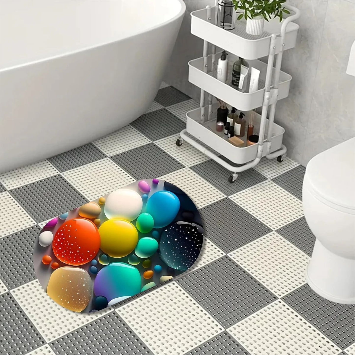 Bathroom Decor, Anti-Slip, Absorbent Bath Rug, Quick Drying, Easy Care Shower