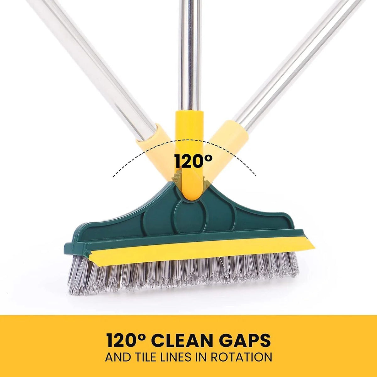 Bathroom Cleaning Brush with Wiper 2 in 1 Tiles Cleaning Brush Floor Scrub Bathroom Brush with Long Handle 120° Rotate Bathroom Floor Cleaning Brush with Wiper