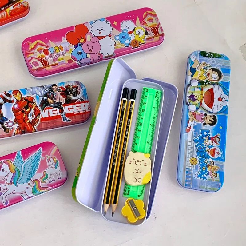 Cartoon Printed double Metal Pencil Box