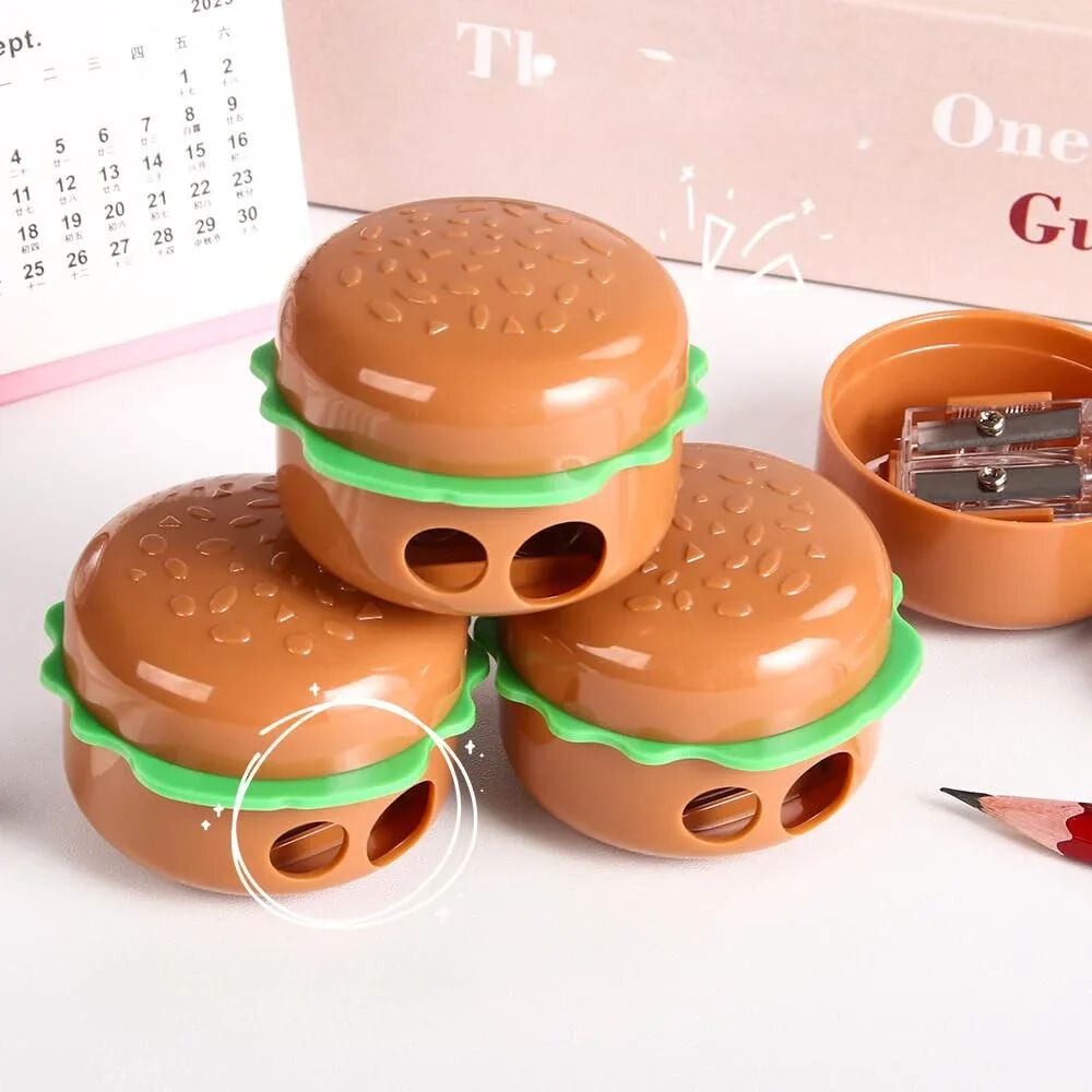 Double Hole Fast Food Burger Pencil Sharpener for Kids