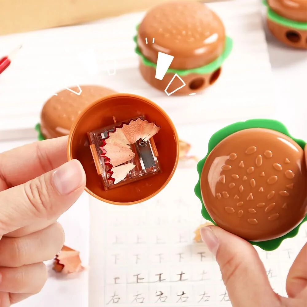 Double Hole Fast Food Burger Pencil Sharpener for Kids