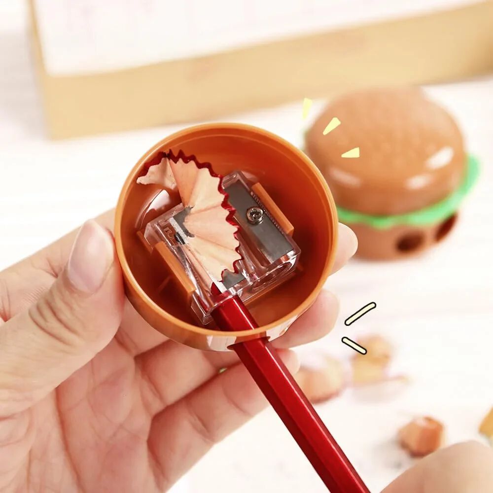 Double Hole Fast Food Burger Pencil Sharpener for Kids