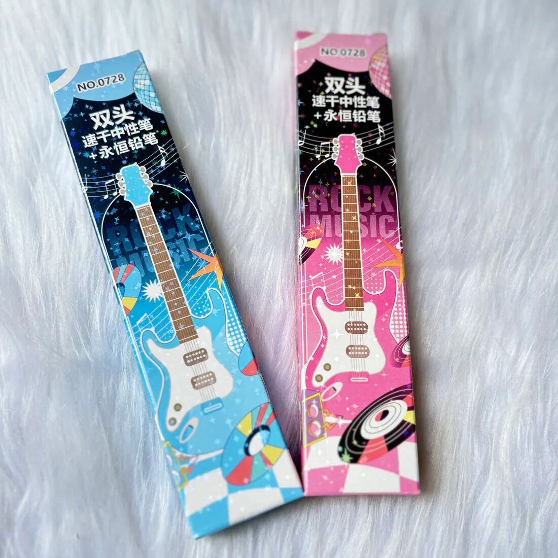 Guitar Theme Pen & Endless Pencil Combo | Sparkling Rock Music Design