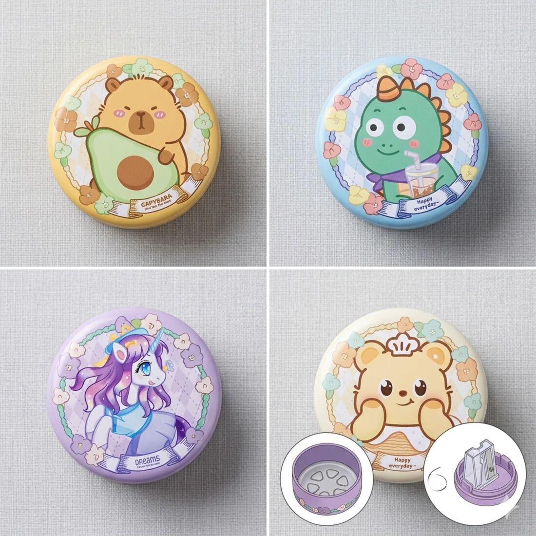 Round Metal Pencil Sharpener Random Design