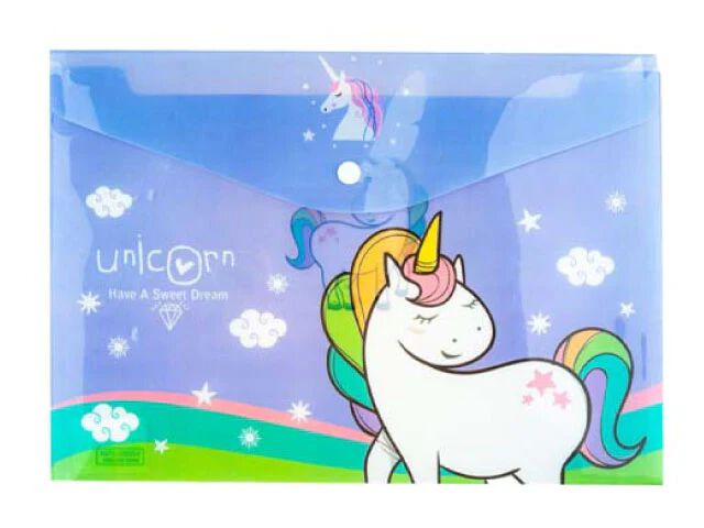 {12 Pcs} Documents File Storage Bag with Snap Button Closer A4 Unicorn Theme File Folder-8a6e-4894-9b52-dd639a200fd2