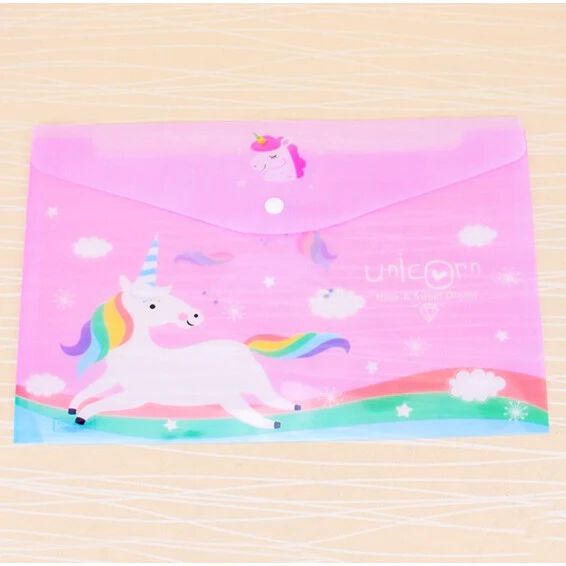 {12 Pcs} Documents File Storage Bag with Snap Button Closer A4 Unicorn Theme File Folder-8a6e-4894-9b52-dd639a200fd2
