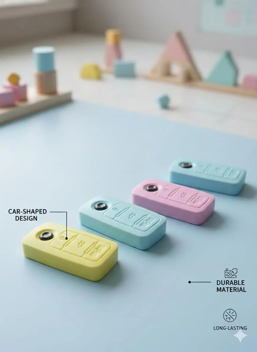 Car Key Shaped Pencil Erasers – Remote Car Key Fob Design