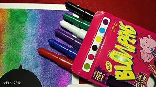 Magic Blow Pens Set of 6 Pc Colour Spray Blowpen with Sketch Pens