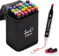 Dual Tip Colorful Art Markers Sketch Pens 24 Colors With Carrying Case For Painting
