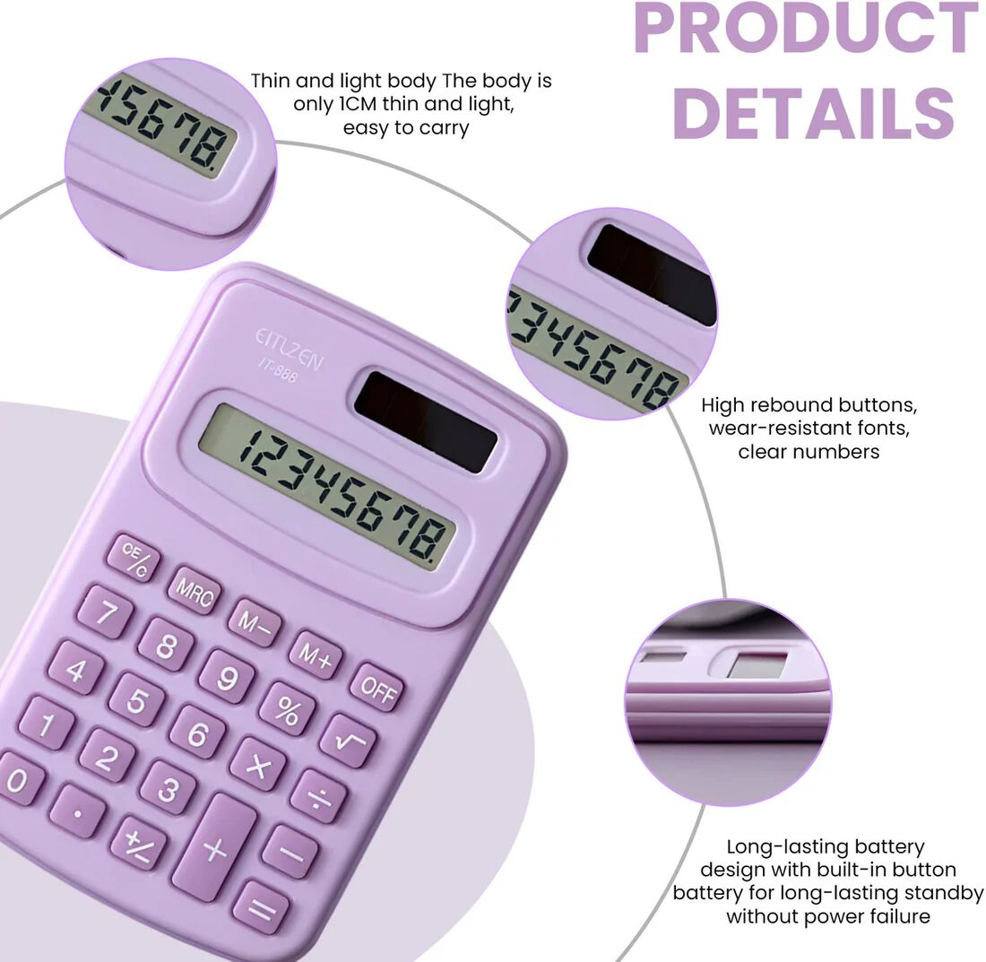Mini 8-Digit Electronic Calculator – Cute & Simple Scientific Calculator for Students & Office