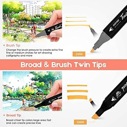 (12 Colors) Dual Tip Colorful Art Markers Sketch Pens  With Carrying Case For Painting
