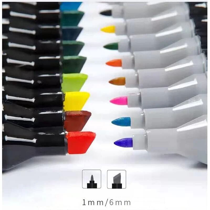 (12 Colors) Dual Tip Colorful Art Markers Sketch Pens  With Carrying Case For Painting