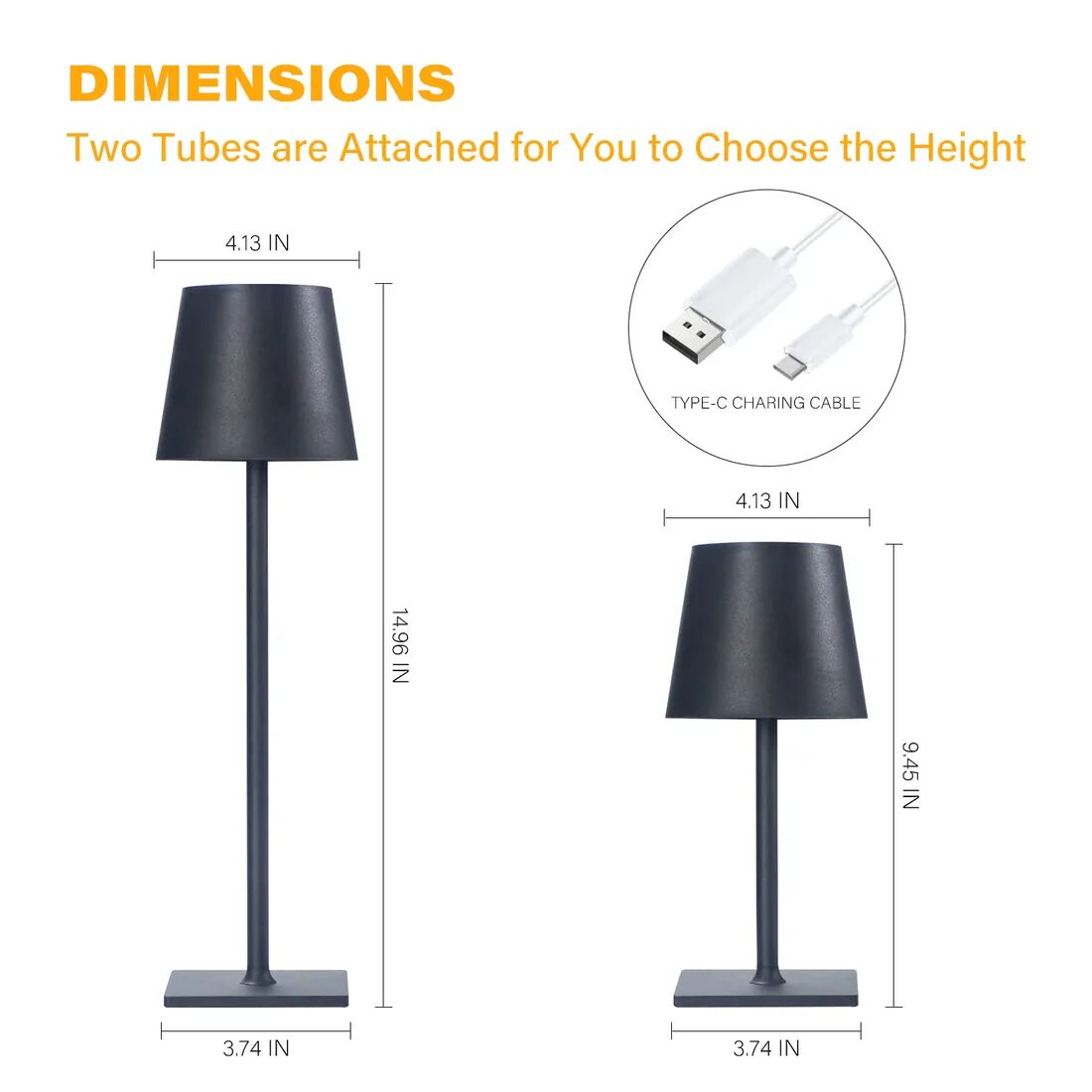 Cordless Table Lamps, 3 Colors Stepless Dimming, 5000mAh Rechargeable Battery LED Desk Lamp